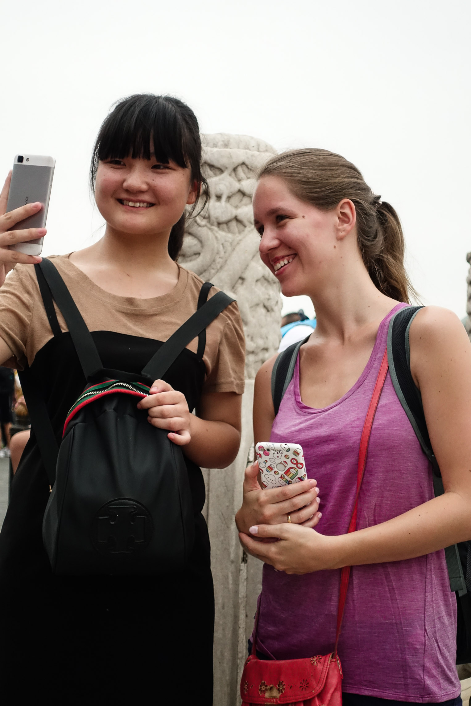Petra taking selfies with the locals